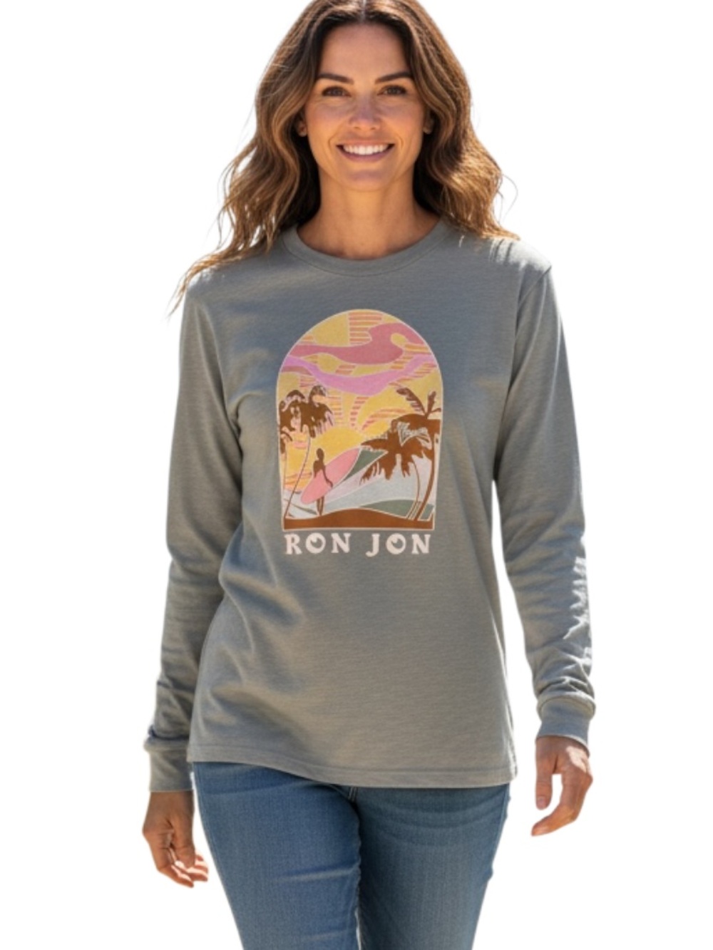 Ron Jon Gray Surf Sunset Long Sleeve Tee
